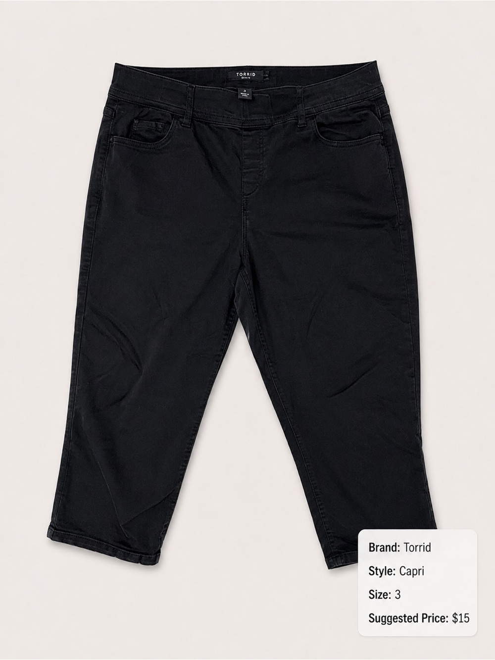 Torrid Black Cropped Capri Jeans